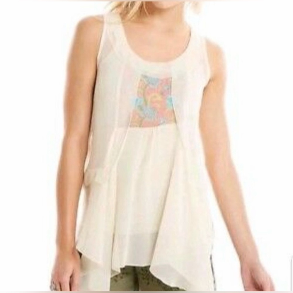 Matilda Jane Bohemian Palisades Sheer Tank Top Blouse Shirt size Large